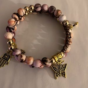 Handmade Wire Beads Bracelet with charms